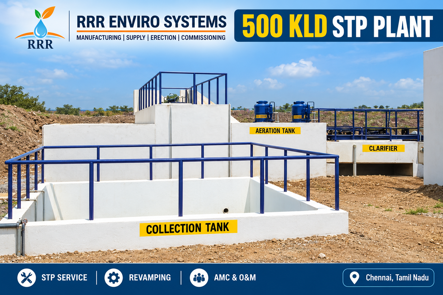 500 KLD MBBR STP Plant Service and Equipment – RRR ENVIRO SYSTEMS, Chennai