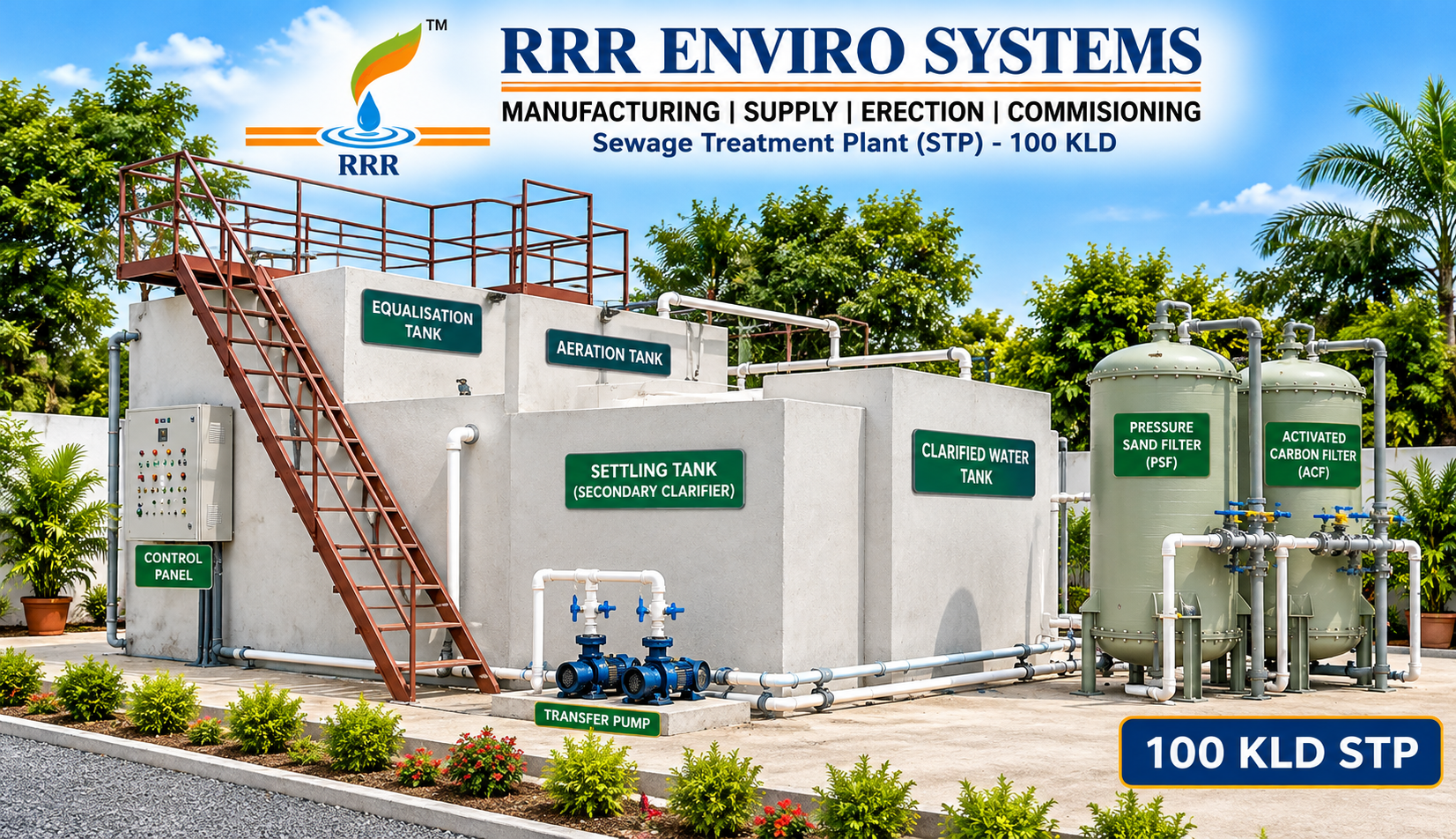 100 KLD STP Plant Manufacturer and Supplier in Chennai – RRR ENVIRO SYSTEMS